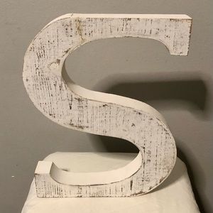 Large Distressed Rustic Wood White Letter “S”